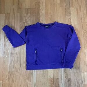 Lauren Ralph Lauren Cropped Purple Cotton Oversized Sweatshirt Medium